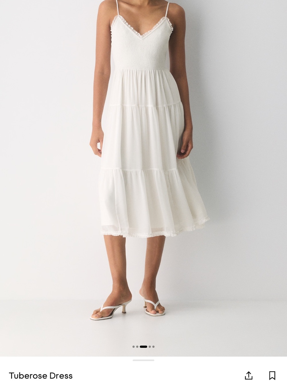 Aritzia Wilfred Tuberose - White Smocked Bodice Midi Dress - Picture 4 of 4